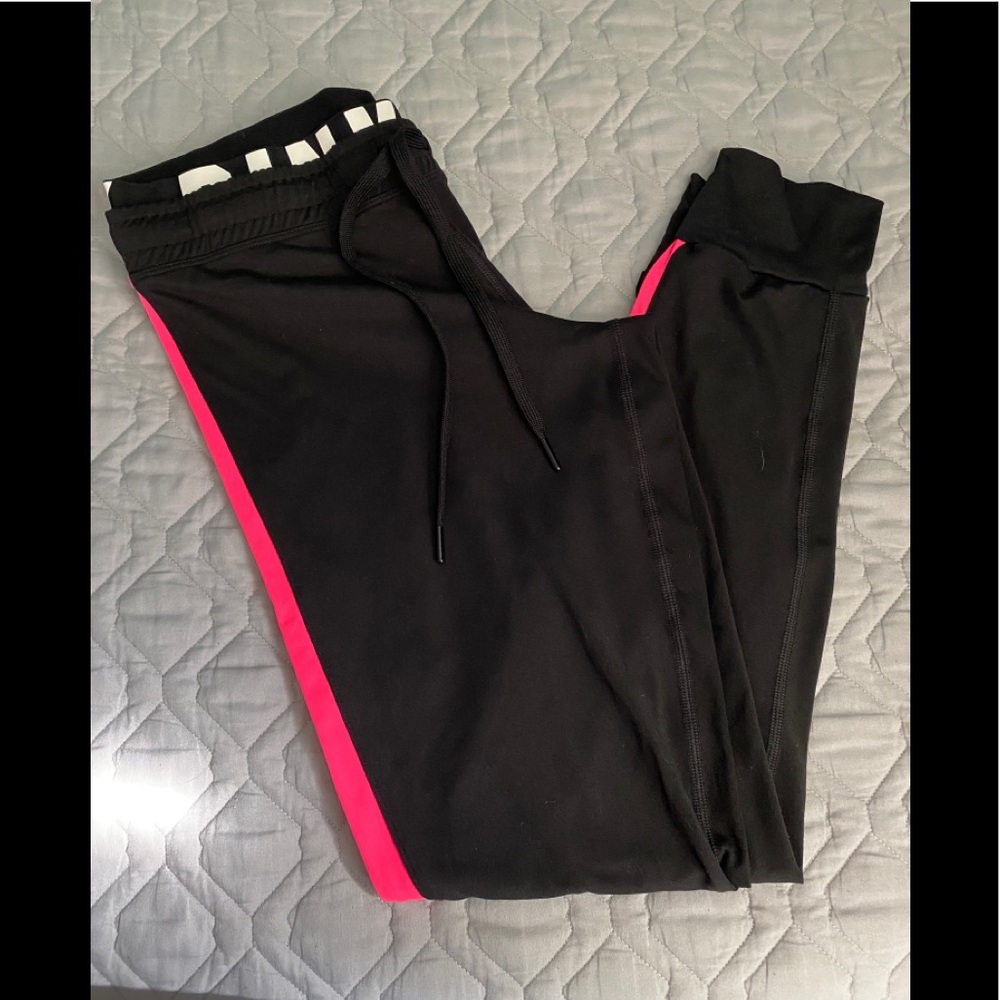 PINK Black Joggers w Elastic Band